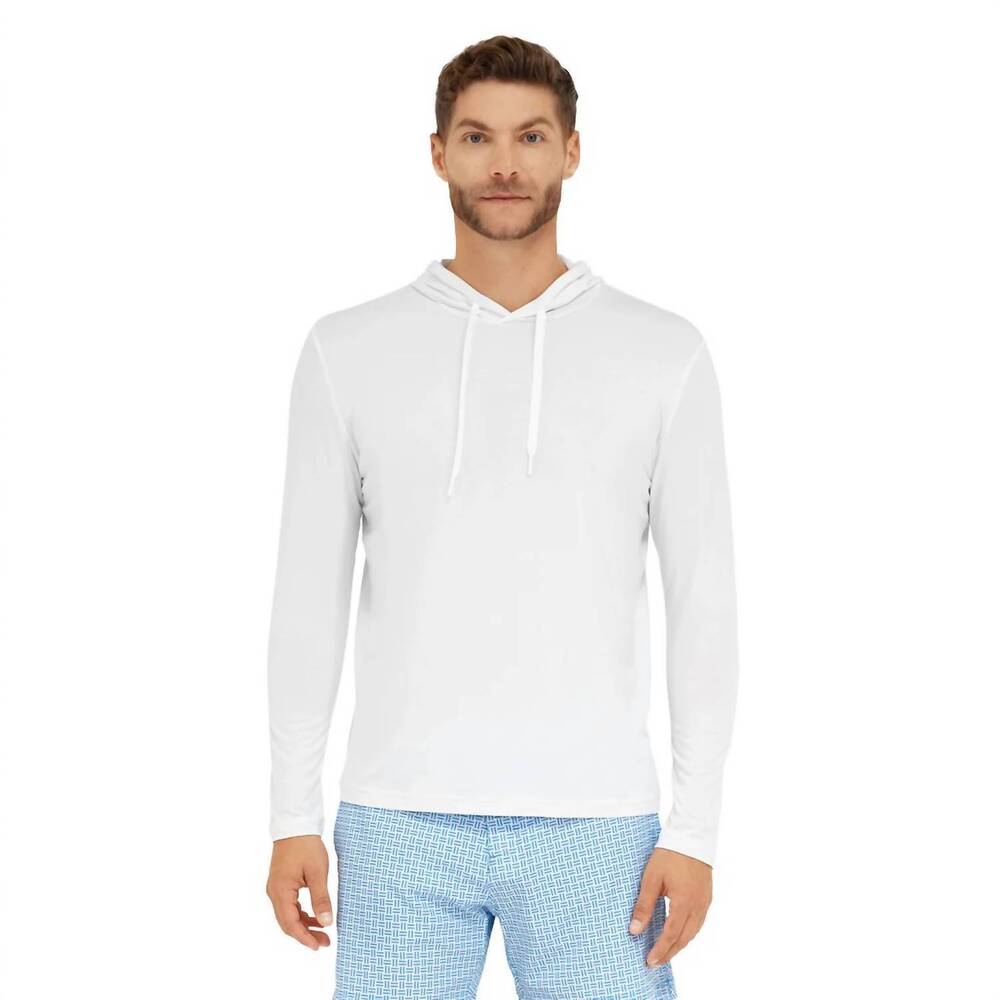 NEW SOMEWHERE SUNNY men's upf 50+ bamboo everyday lightweight hoodie in white